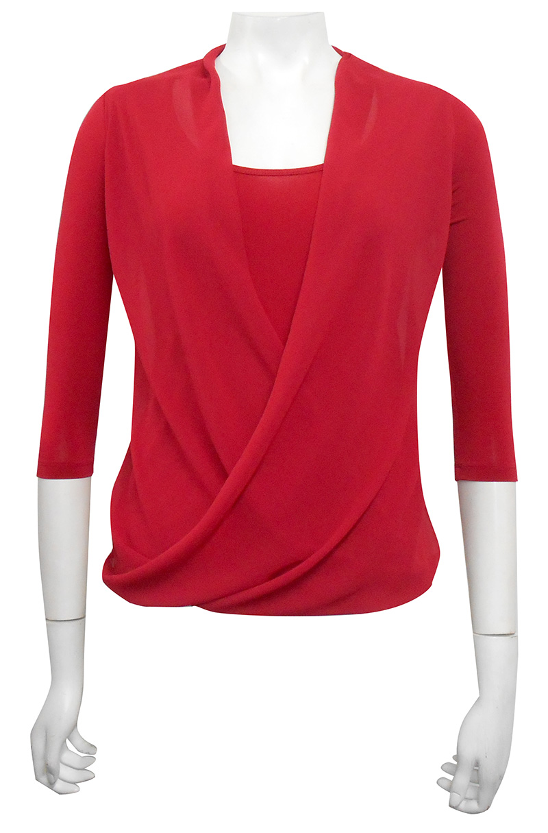 RED - Jemma soft knit and chiffon top